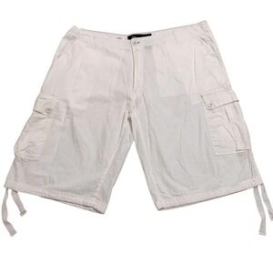 Enyce Cargo Shorts Men's Size 44 White Ripstop Cotton Y2K Streetwear 14" Inseam